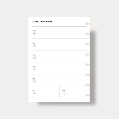 Undated Horizontal Weekly Inserts | Monday Start