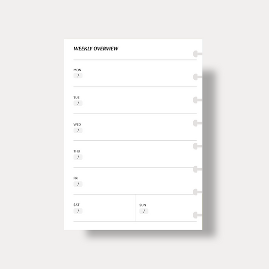 Undated Horizontal Weekly Inserts | Monday Start
