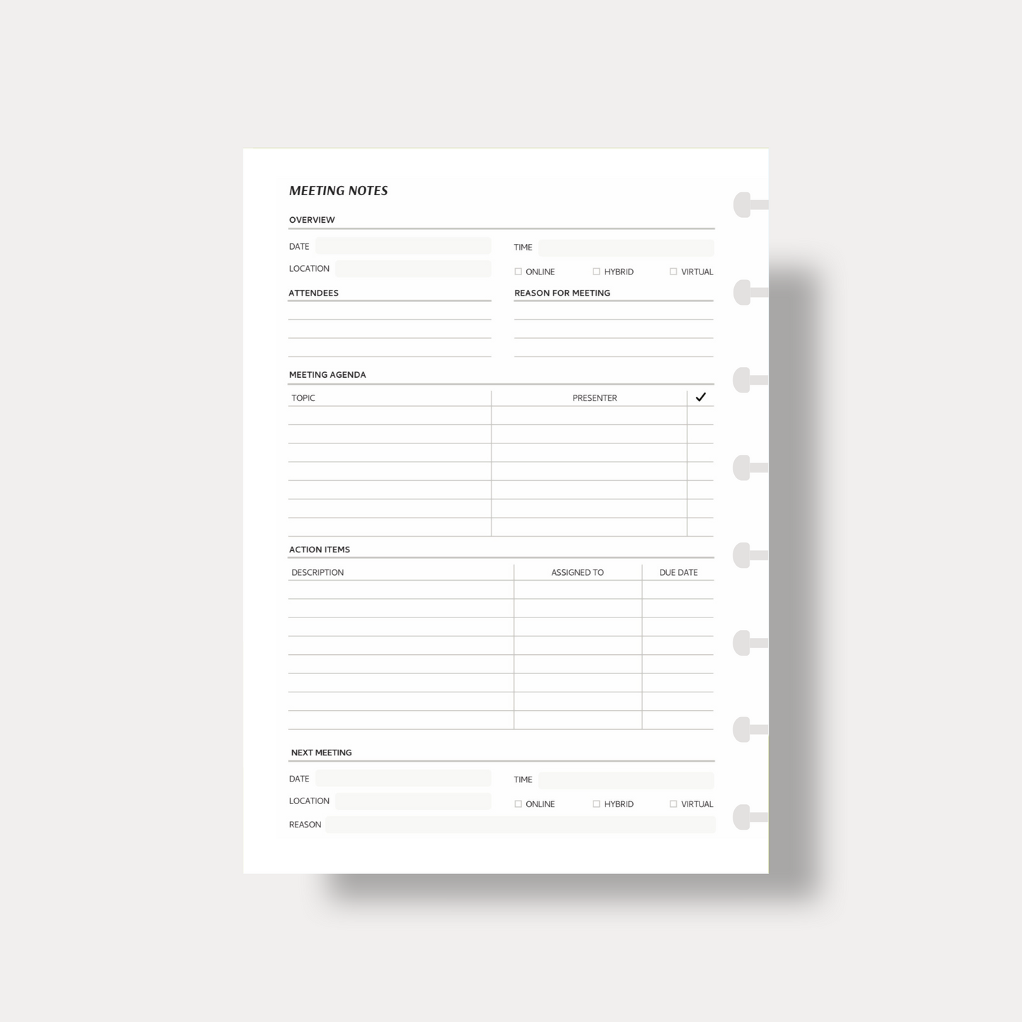 Meeting Notes Inserts