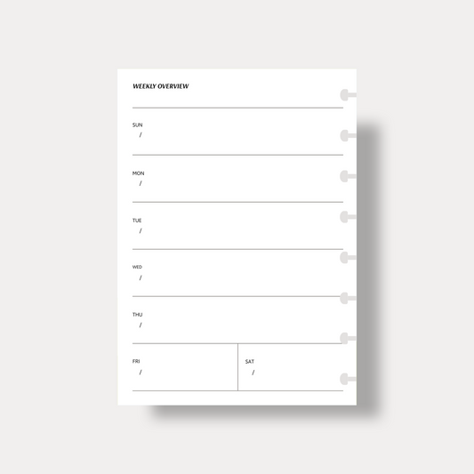 Undated Horizontal Weekly Inserts | Sunday Start