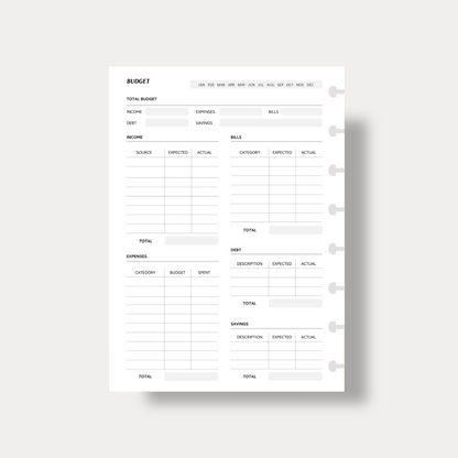 Monthly Budget Inserts