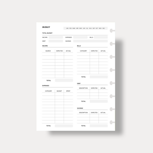 Monthly Budget Inserts