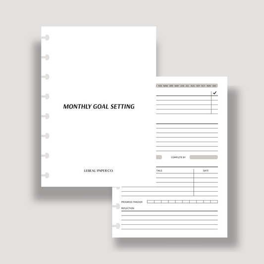 Monthly Goal Setting Inserts