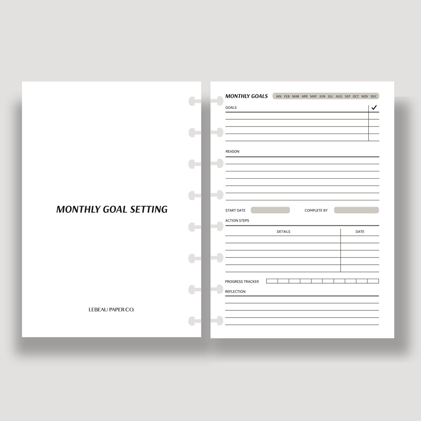 Monthly Goal Setting Inserts