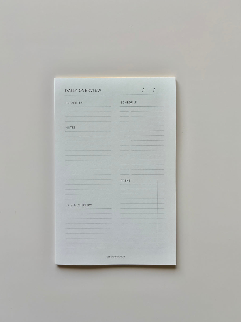 Daily Overview Notepad – LeBeau Paper Co