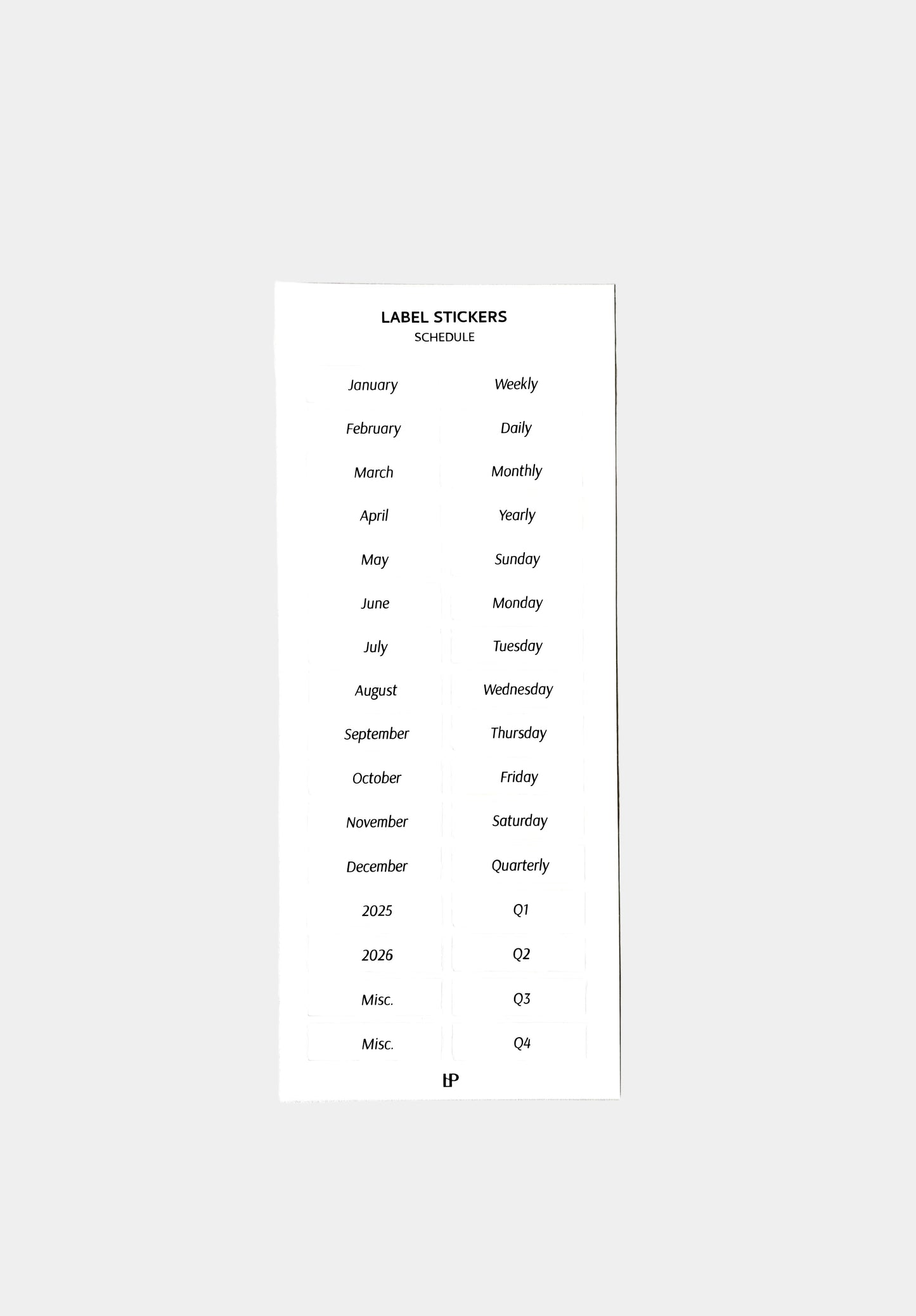Schedule Label Stickers