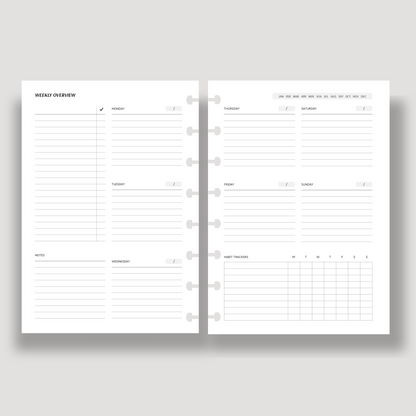 Weekly Overview Inserts | Vertical | Undated - LeBeau Paper Co
