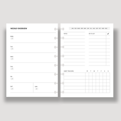 Weekly Overview Inserts | Horizontal | Undated - LeBeau Paper Co