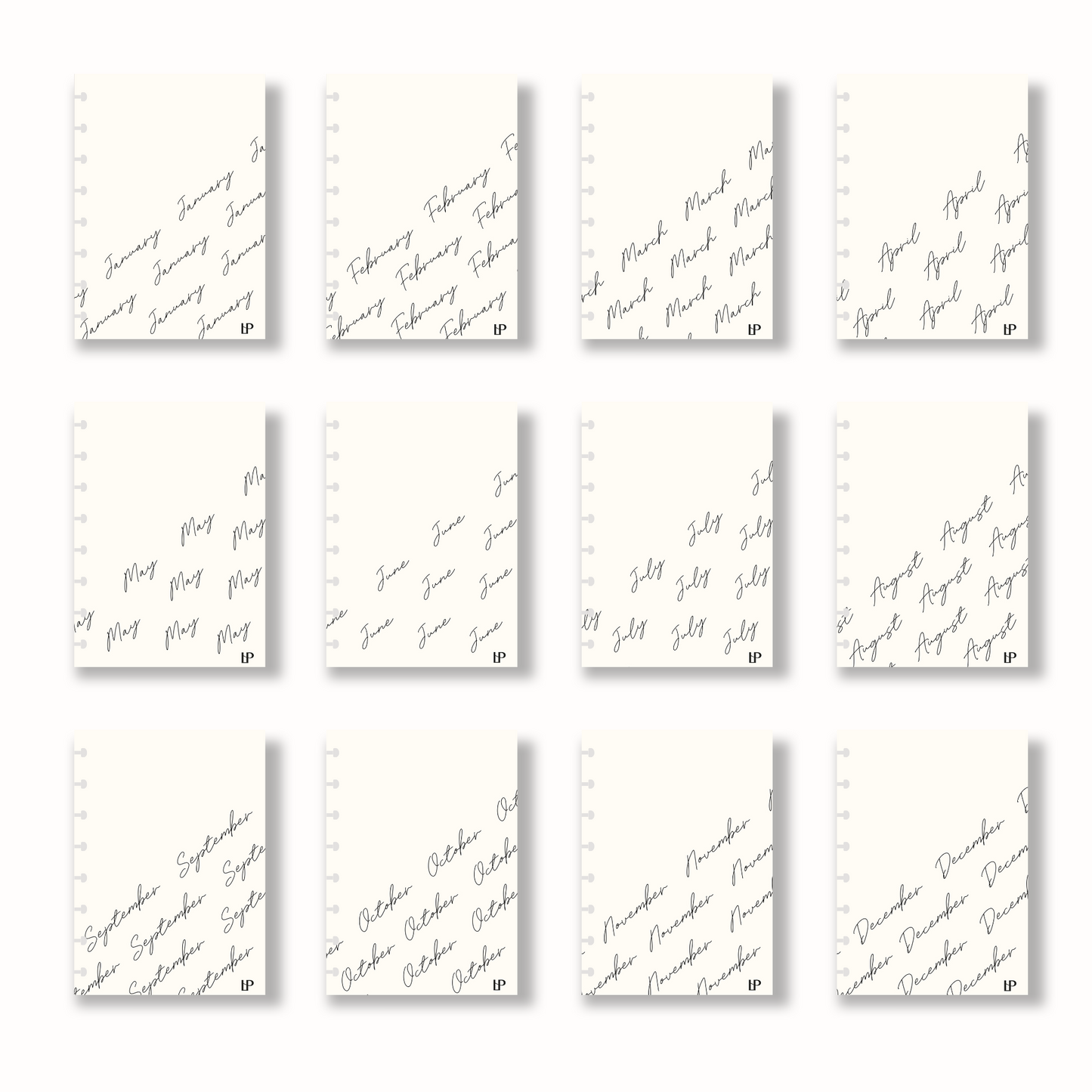 Vellum Monthly Dashboard Set | Cursive