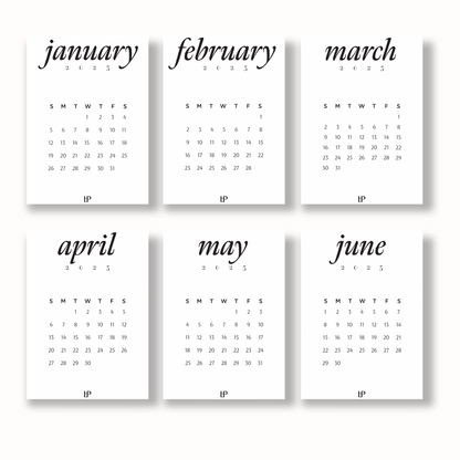 2025 Calendar Cards