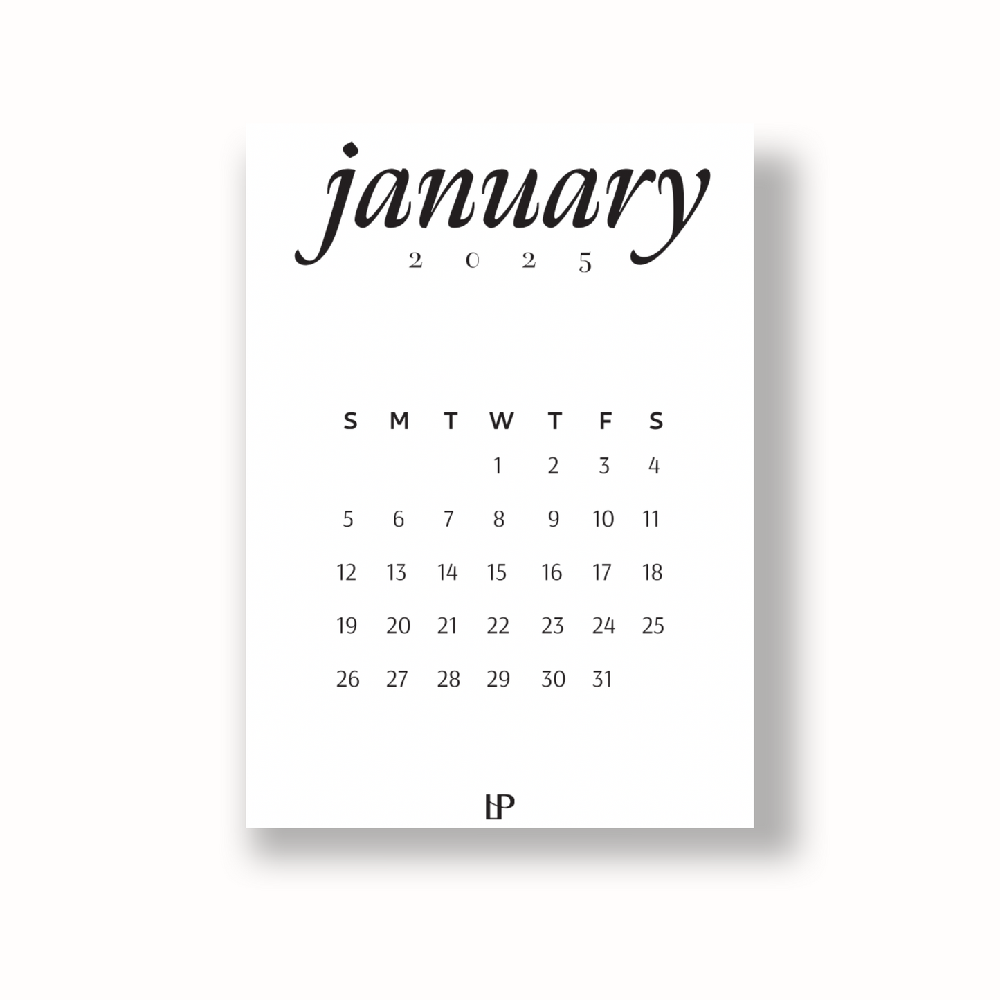 2025 Calendar Cards