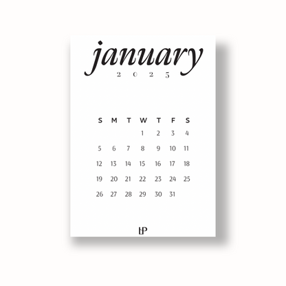 2025 Calendar Cards